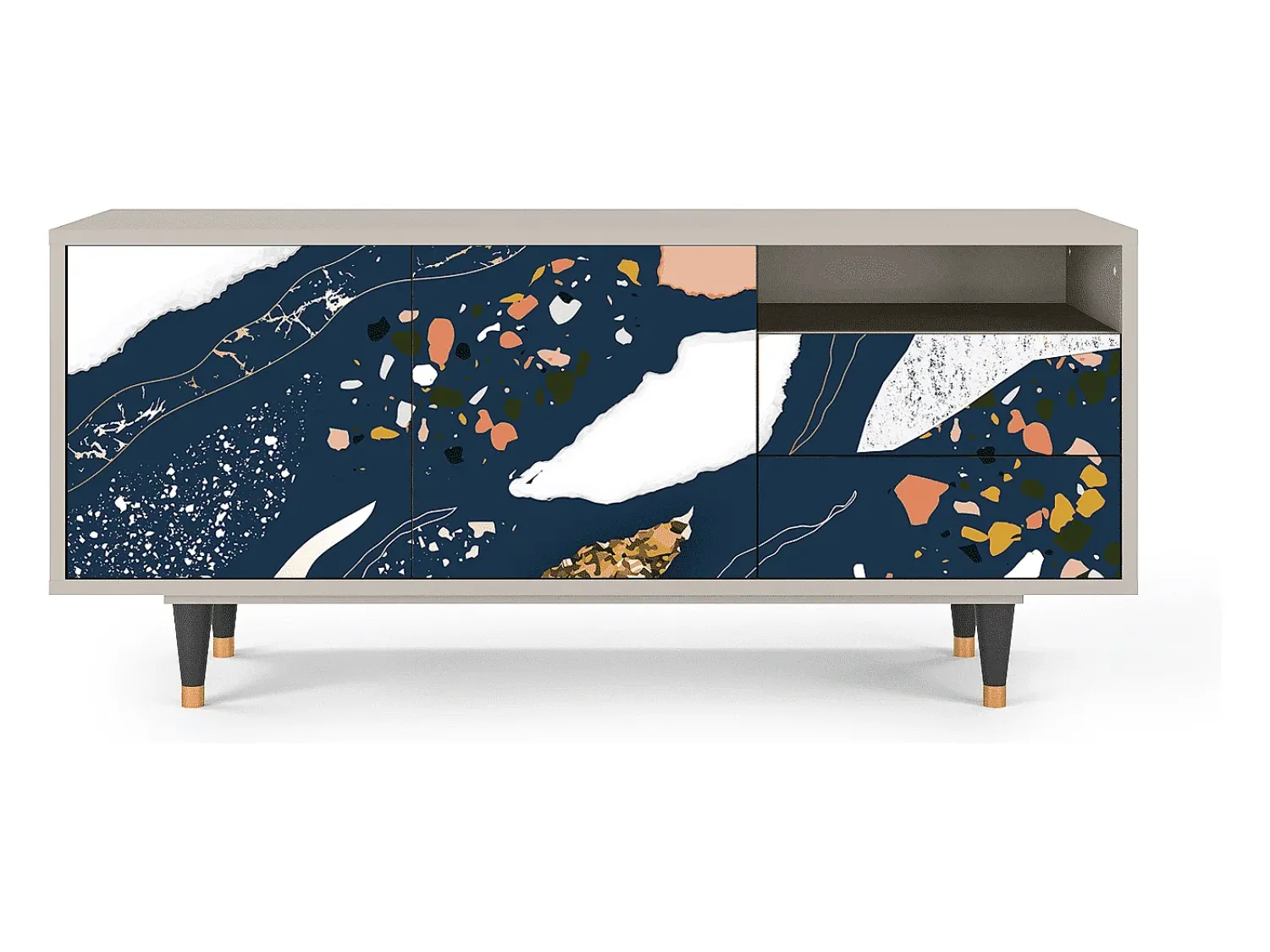 Online Mueble de TV - 125х56х41 cm - T7 - Nude Iceberg, Areia Bege