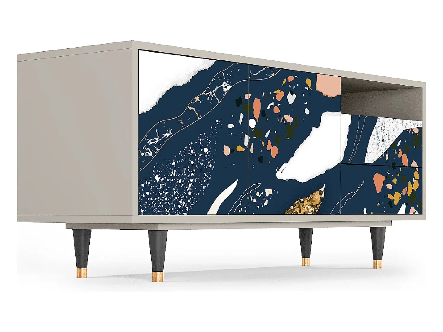 Online Mueble de TV - 125х56х41 cm - T7 - Nude Iceberg, Areia Bege
