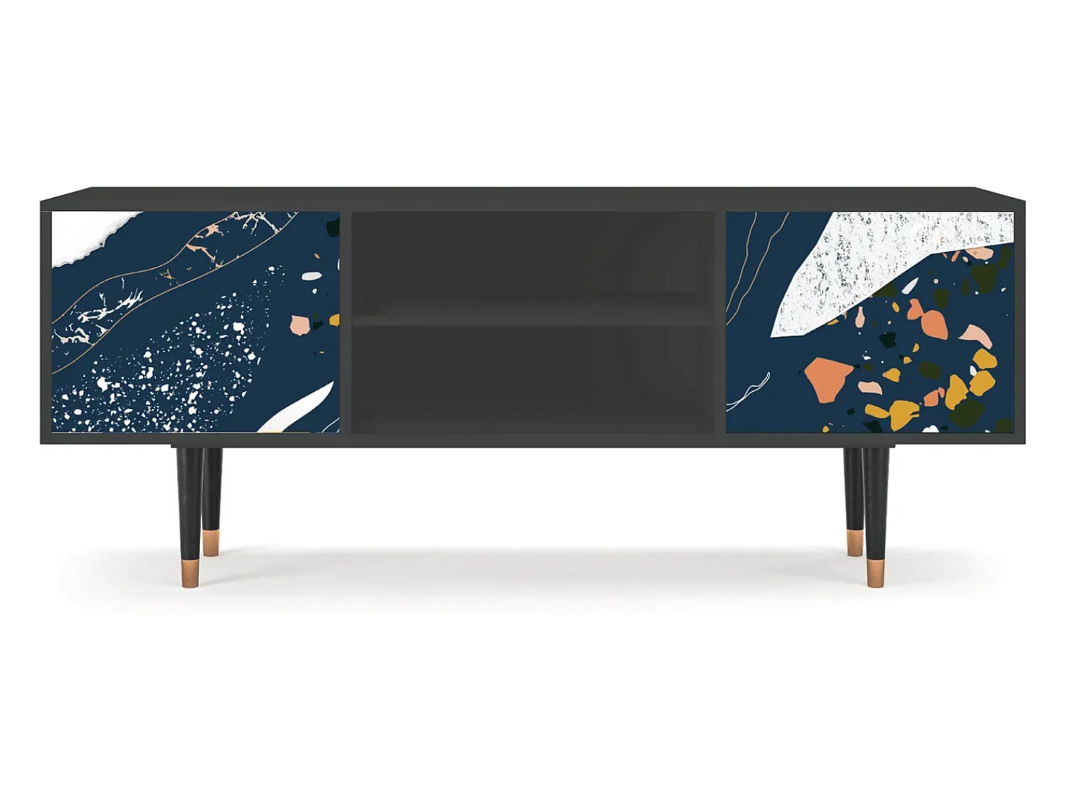 Móvel De Tv| Mueble de TV - 170х69х48 cm - T2 - Nude Iceberg, Antracite Cinza antracite
