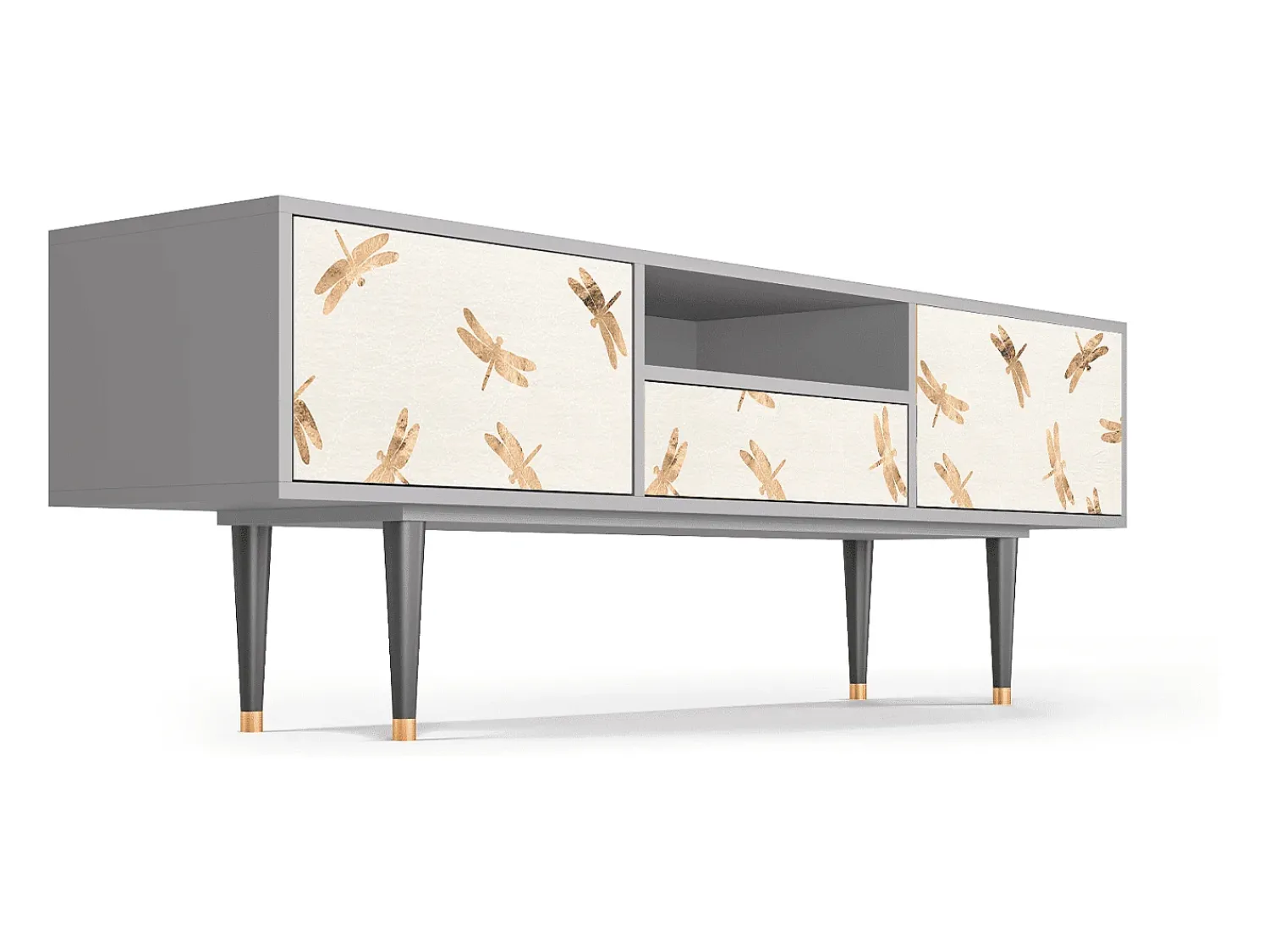 Mueble de TV - 170х59х41 cm - T6 - Nude Dragonflies, Cinza^ Móvel De Tv