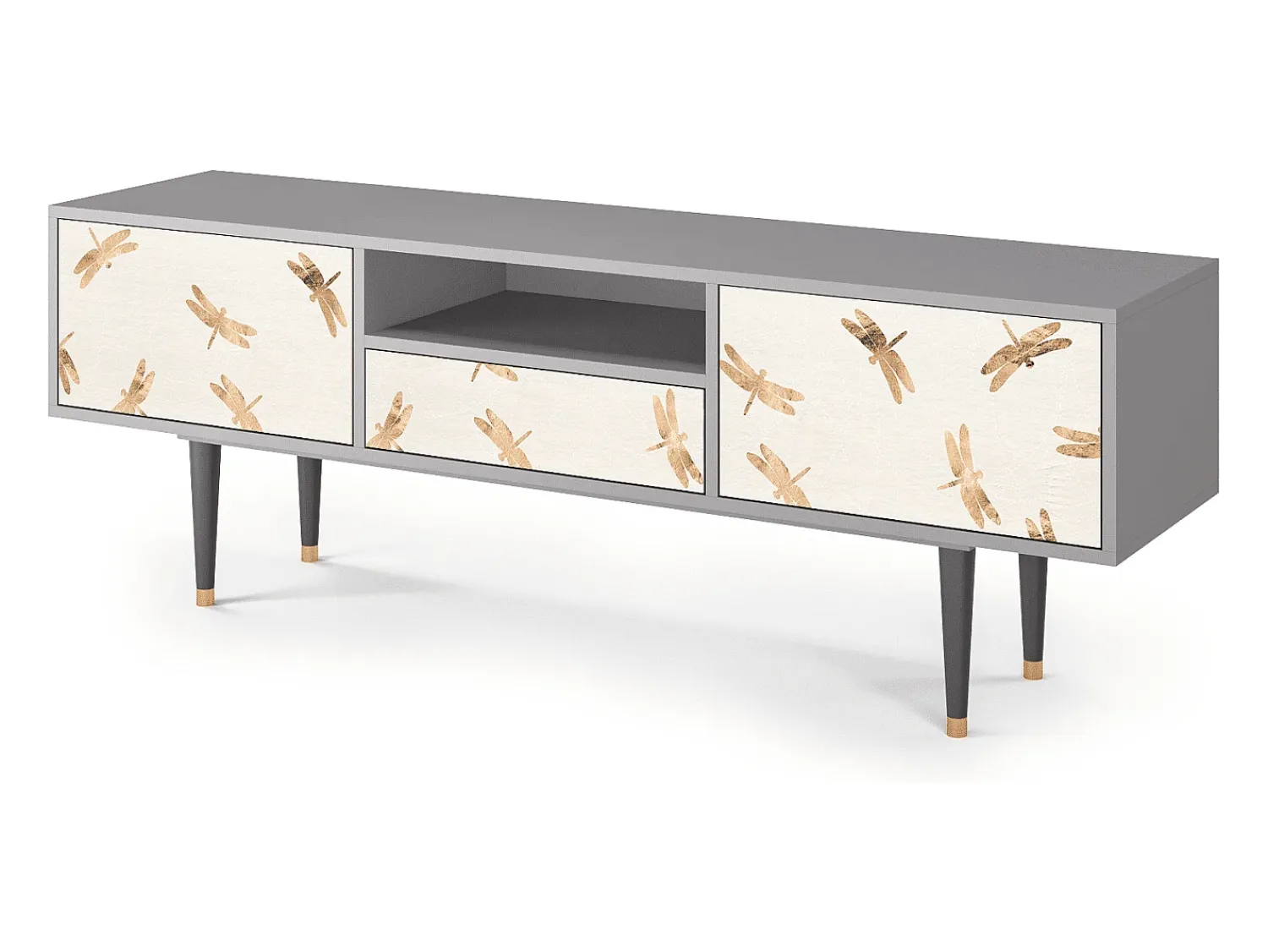 Mueble de TV - 170х59х41 cm - T6 - Nude Dragonflies, Cinza^ Móvel De Tv
