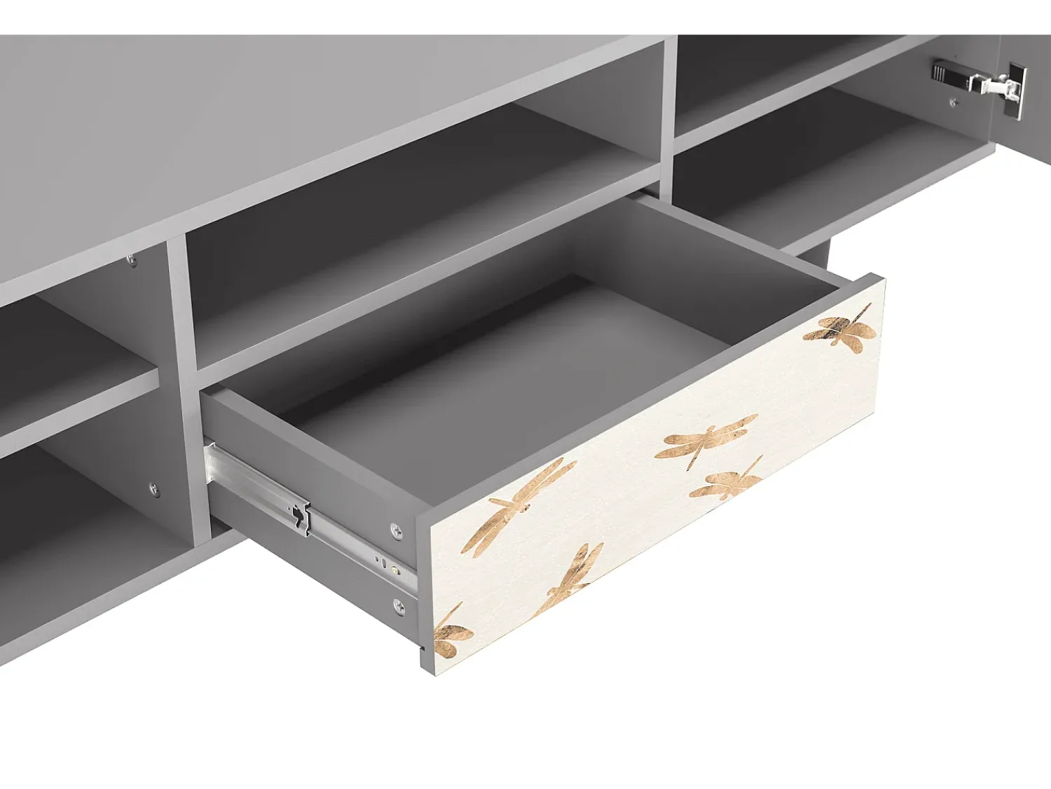 Mueble de TV - 170х59х41 cm - T6 - Nude Dragonflies, Cinza^ Móvel De Tv
