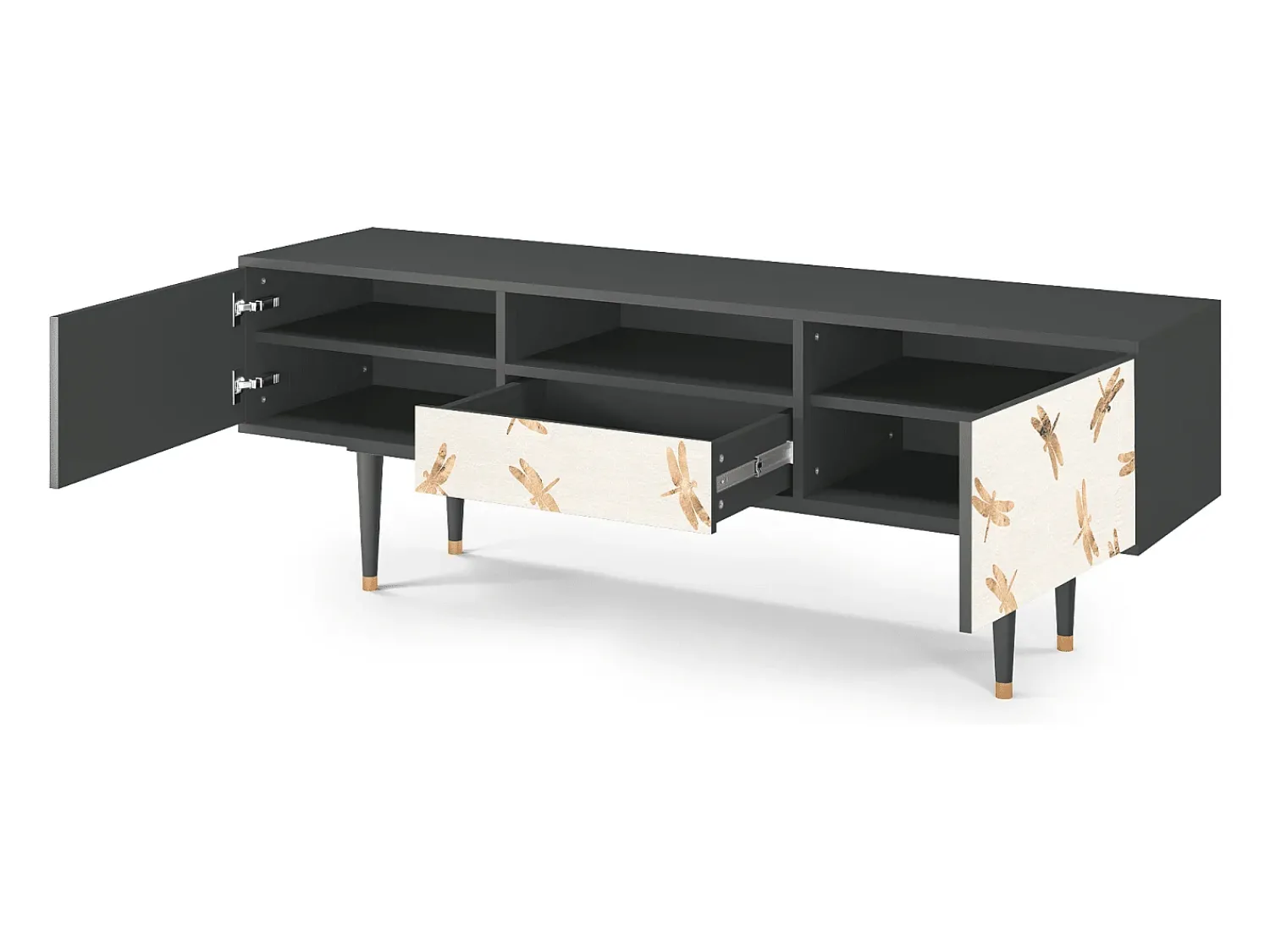 Mueble de TV - 170х59х41 cm - T6 - Nude Dragonflies, Antracite^ Móvel De Tv