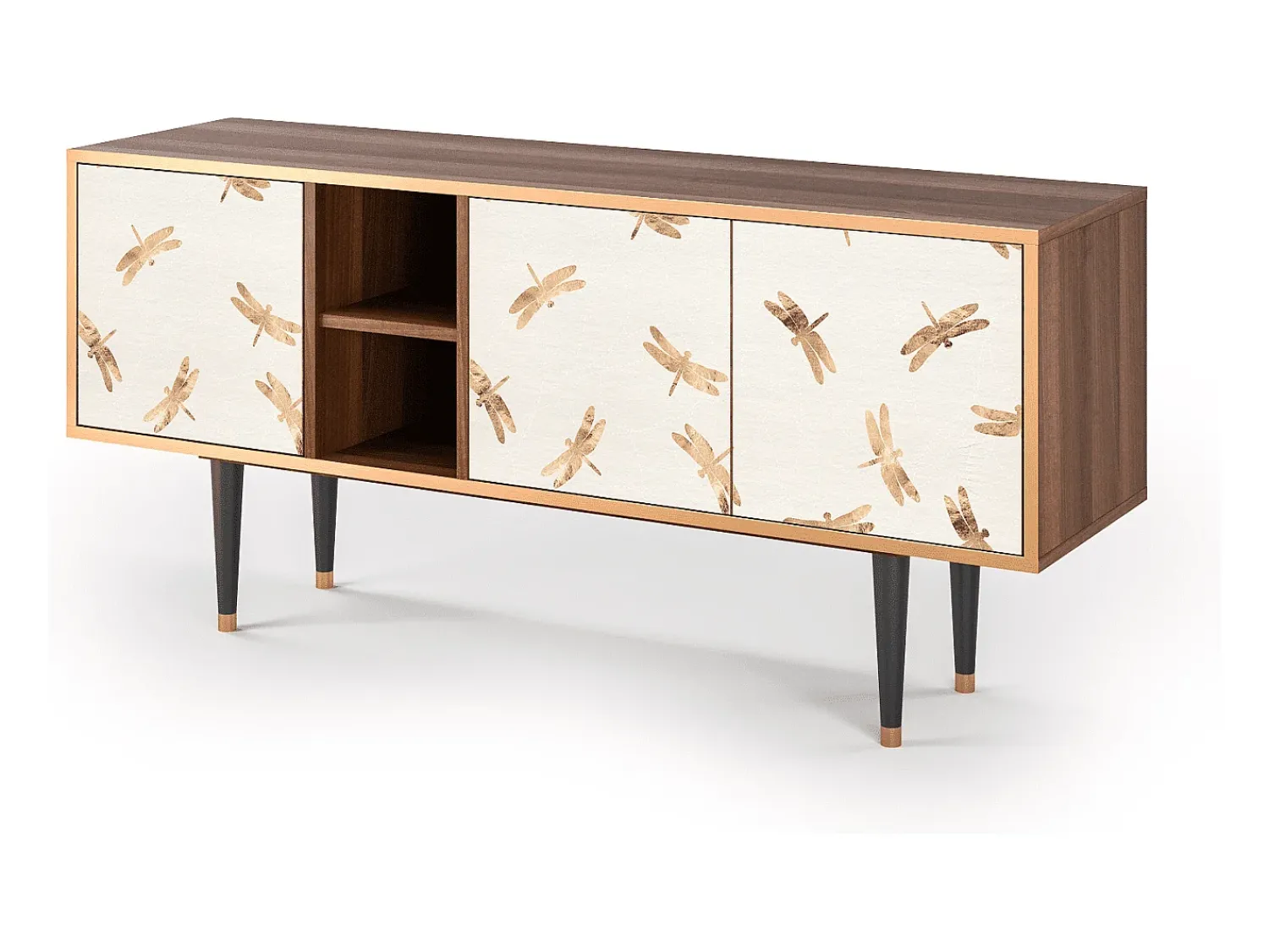 Móvel De Tv| Mueble de TV - 150х69х41 cm - T5 - Nude Dragonflies, Nogueira Castanho