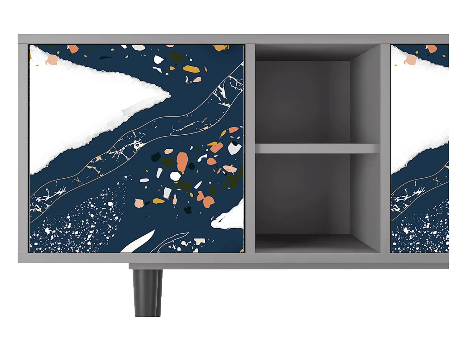 Móvel De Tv| Mueble de TV - 150х69х41 cm - T5 - Nude Iceberg, Cinza Cinzento