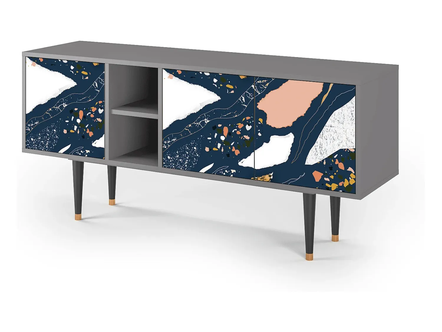 Móvel De Tv| Mueble de TV - 150х69х41 cm - T5 - Nude Iceberg, Cinza Cinzento
