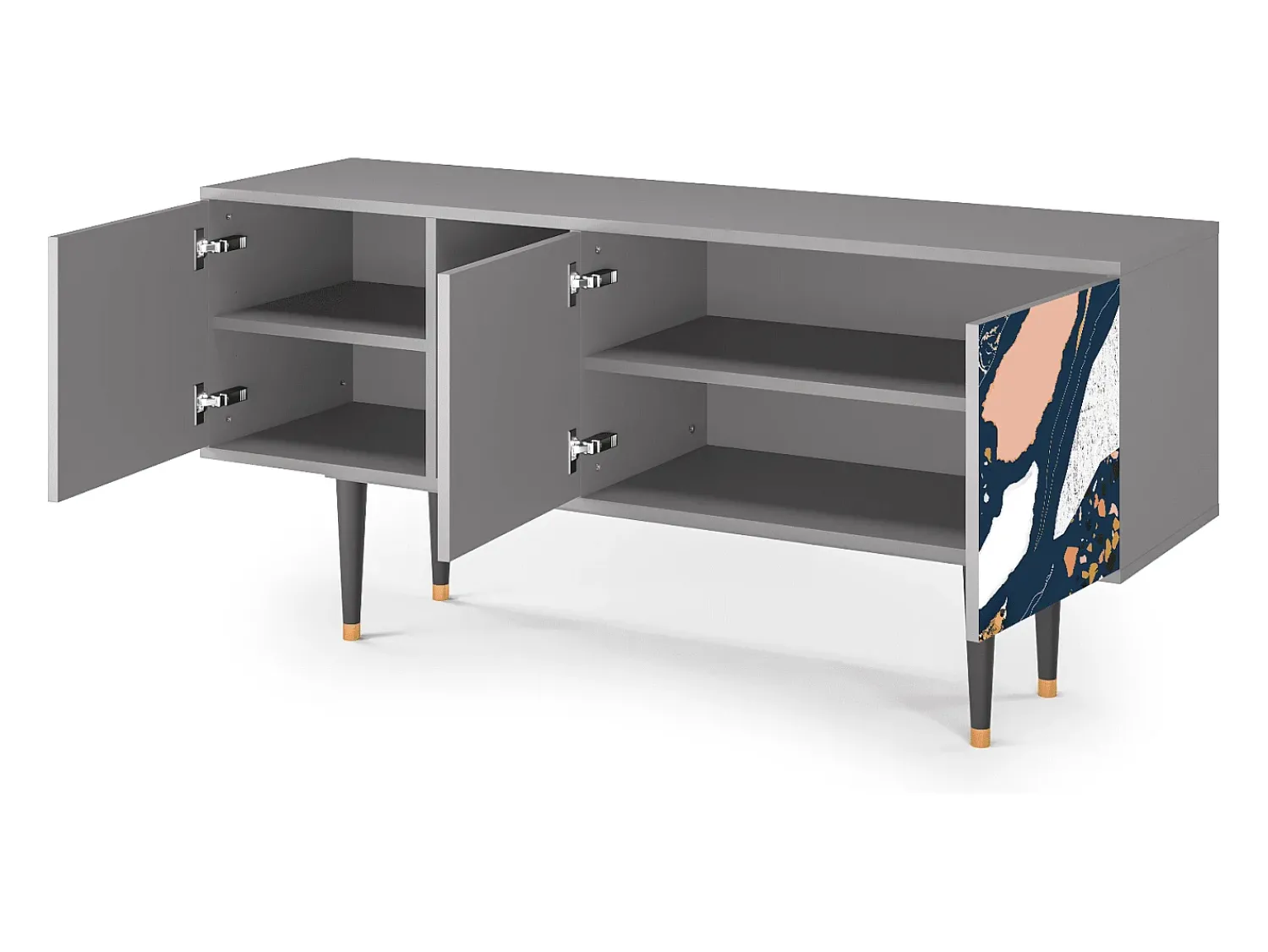 Móvel De Tv| Mueble de TV - 150х69х41 cm - T5 - Nude Iceberg, Cinza Cinzento