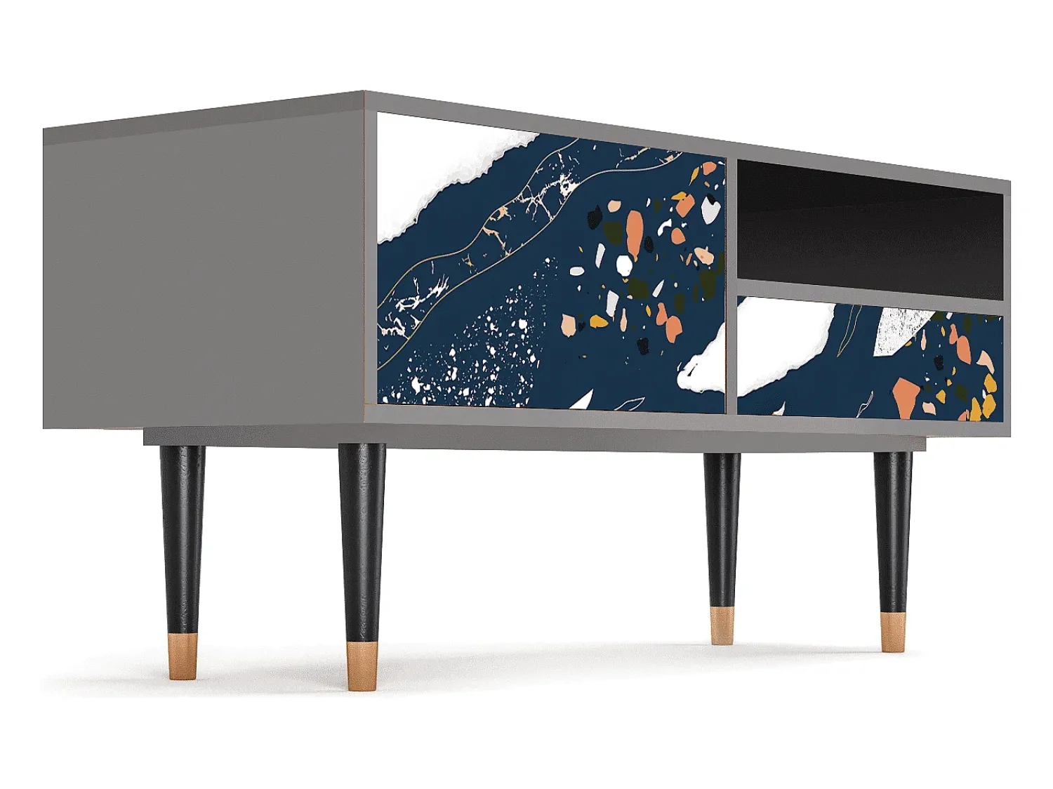 Móvel De Tv* Mueble de TV - 115х59х48 cm - T3 - Nude Iceberg, Cinza Cinzento