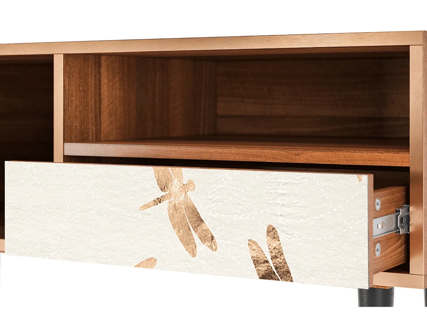 Hot Mueble de TV - 115х59х48 cm - T3 - Nude Dragonflies, Nogueira Castanho