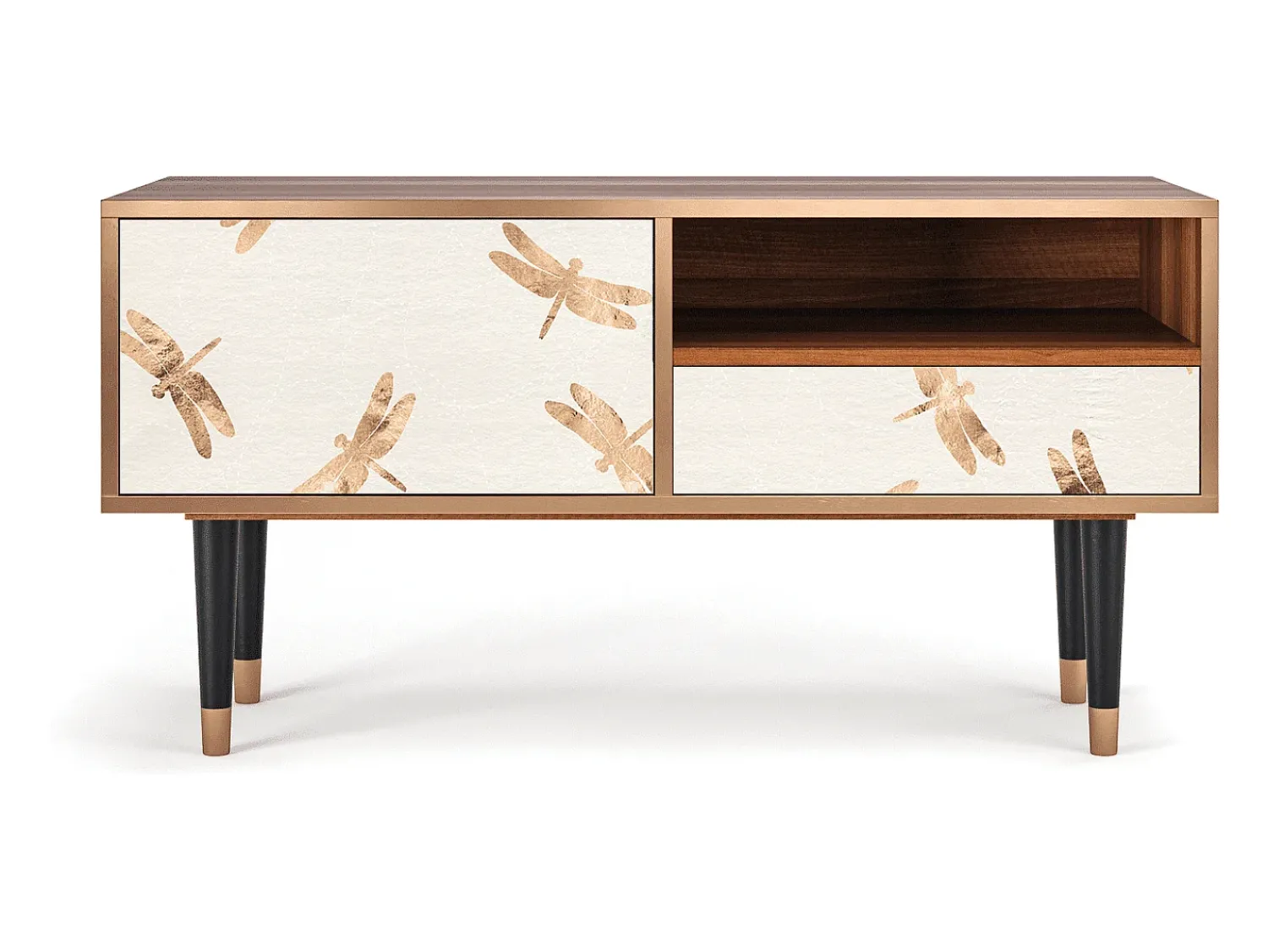 Hot Mueble de TV - 115х59х48 cm - T3 - Nude Dragonflies, Nogueira Castanho