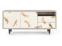 Móvel De Tv* Mueble de TV - 125х56х41 cm - T7 - Nude Dragonflies, Areia Bege
