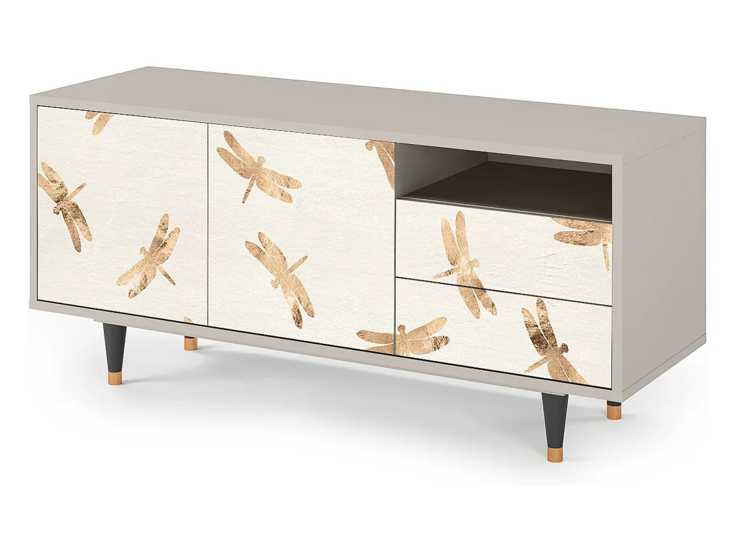 Móvel De Tv* Mueble de TV - 125х56х41 cm - T7 - Nude Dragonflies, Areia Bege