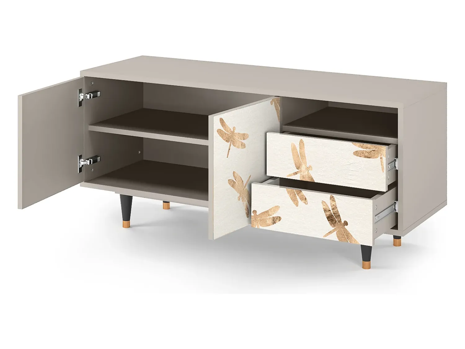 Móvel De Tv* Mueble de TV - 125х56х41 cm - T7 - Nude Dragonflies, Areia Bege