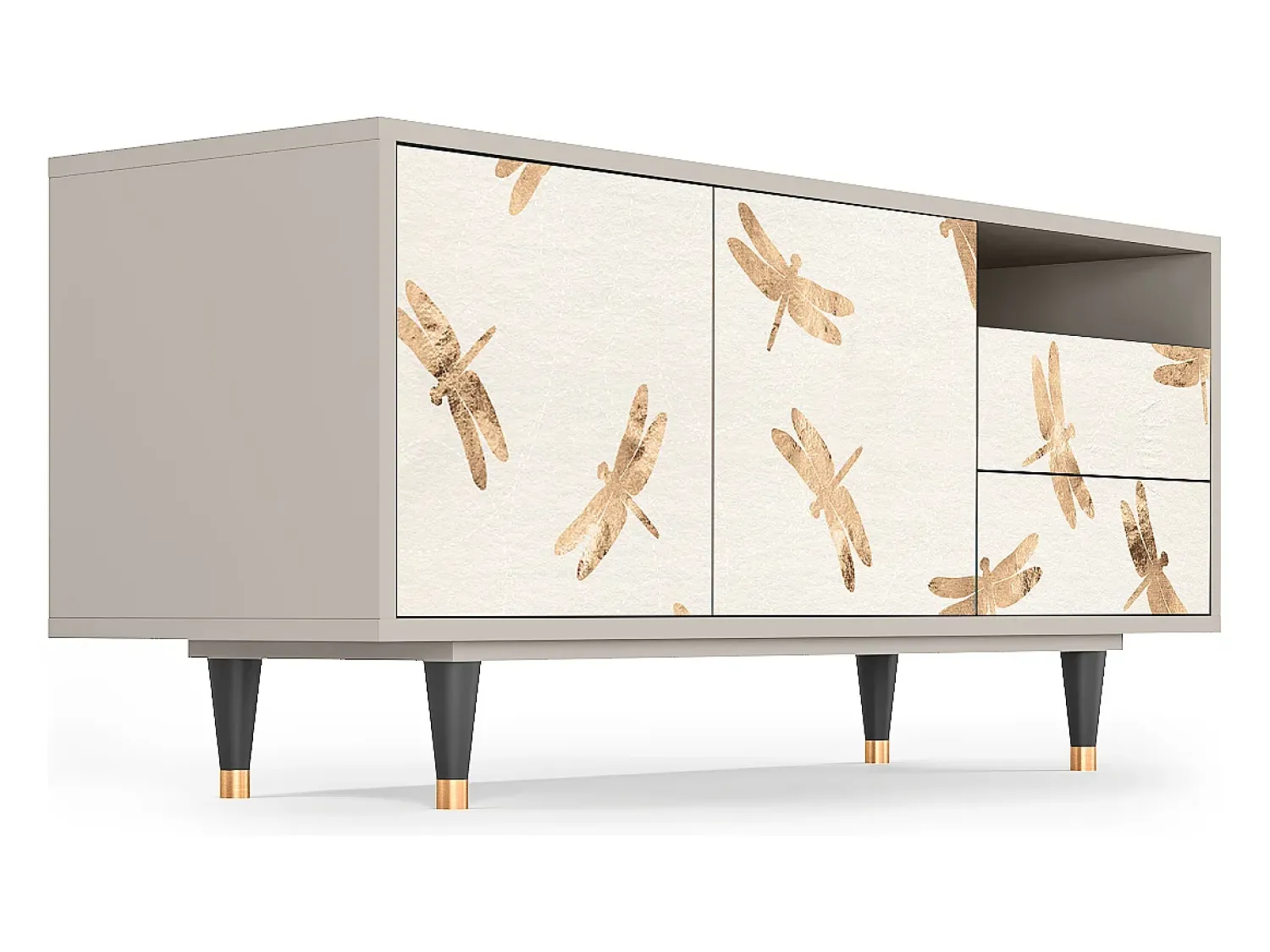 Móvel De Tv* Mueble de TV - 125х56х41 cm - T7 - Nude Dragonflies, Areia Bege