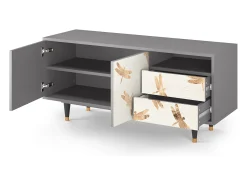 Móvel De Tv| Mueble de TV - 125х56х41 cm - T7 - Nude Dragonflies, Cinza Cinzento