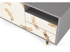 Móvel De Tv| Mueble de TV - 125х56х41 cm - T7 - Nude Dragonflies, Cinza Cinzento