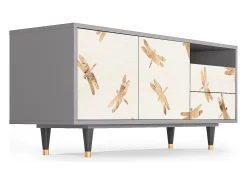 Móvel De Tv| Mueble de TV - 125х56х41 cm - T7 - Nude Dragonflies, Cinza Cinzento