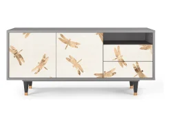 Móvel De Tv| Mueble de TV - 125х56х41 cm - T7 - Nude Dragonflies, Cinza Cinzento