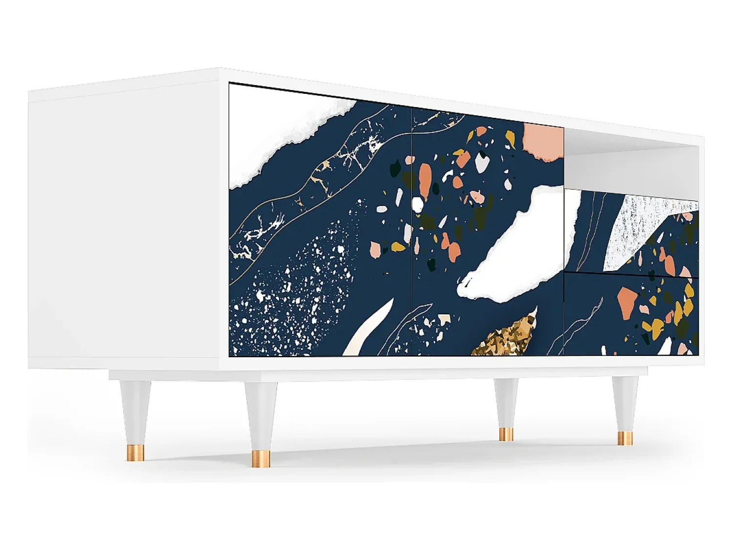 Best Mueble de TV - 125х56х41 cm - T7 - Nude Iceberg, Branco Bege