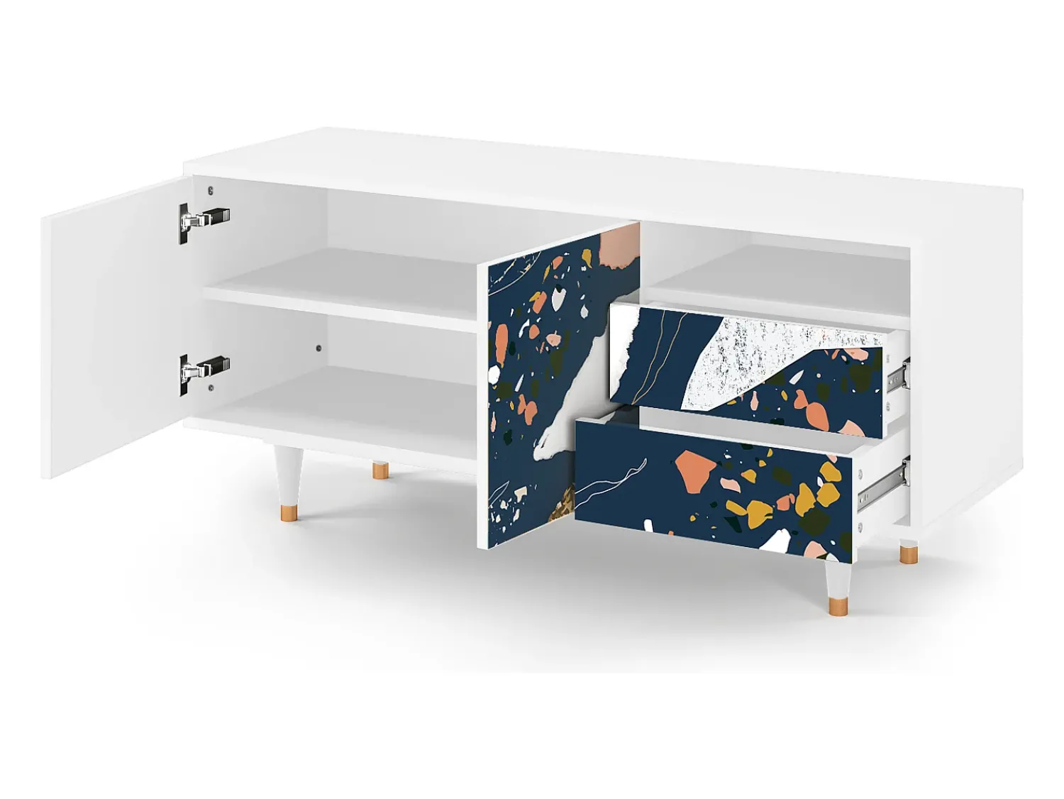 Best Mueble de TV - 125х56х41 cm - T7 - Nude Iceberg, Branco Bege
