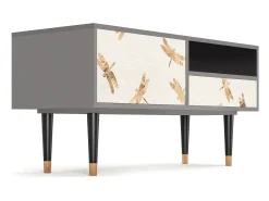 Móvel De Tv| Mueble de TV - 115х59х48 cm - T3 - Nude Dragonflies, Cinza Cinzento