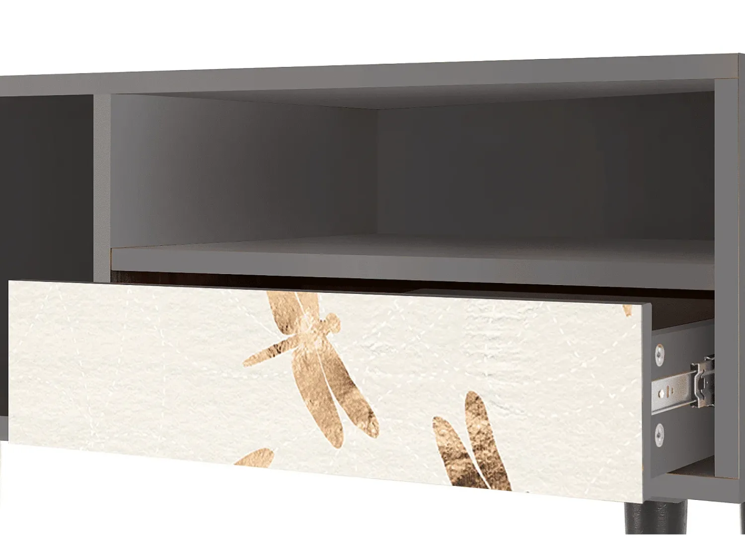 Móvel De Tv| Mueble de TV - 115х59х48 cm - T3 - Nude Dragonflies, Cinza Cinzento