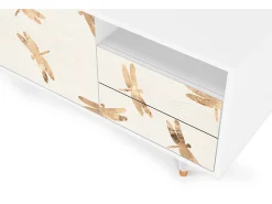 Best Mueble de TV - 125х56х41 cm - T7 - Nude Dragonflies, Branco Bege