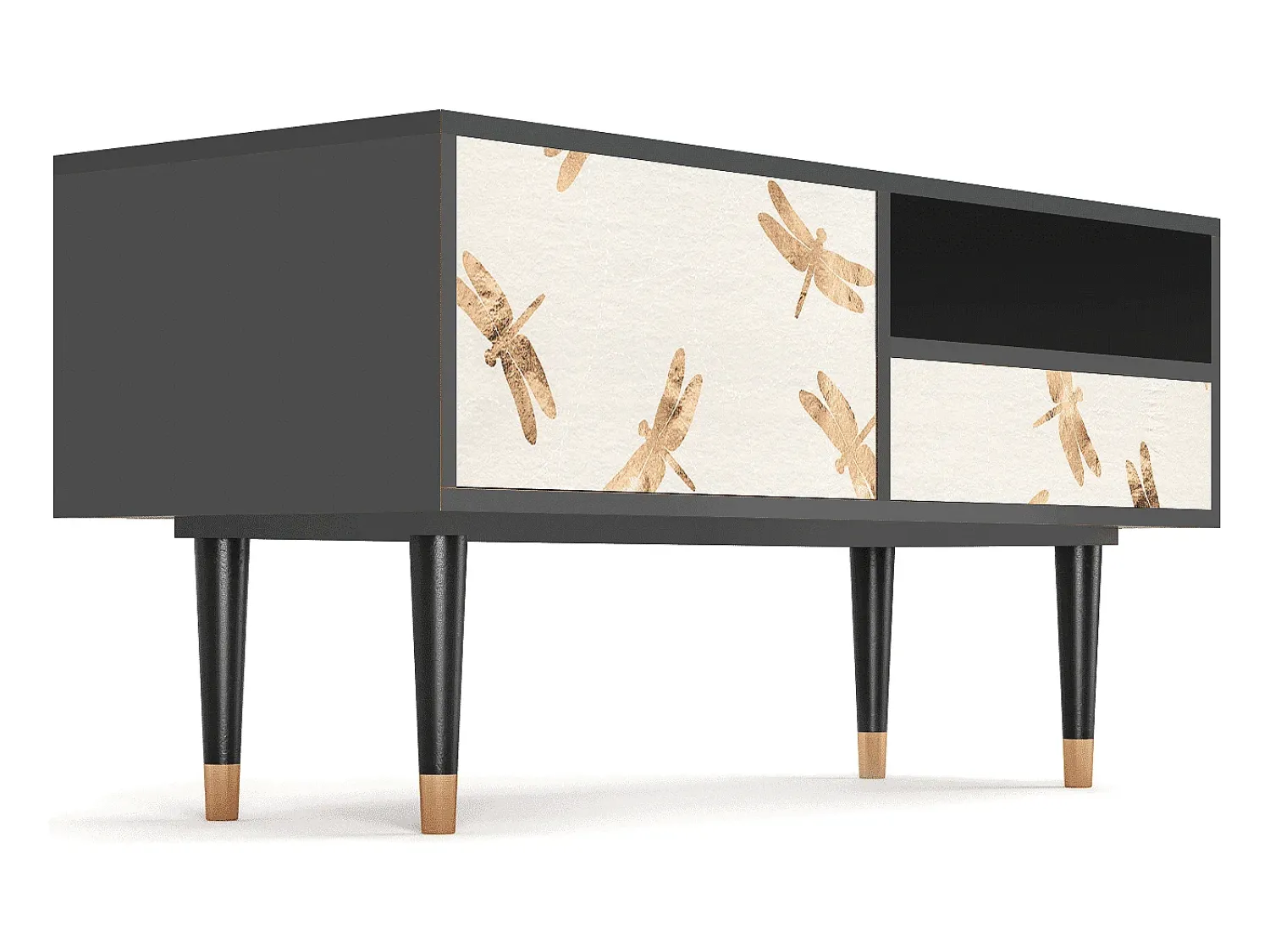 Móvel De Tv* Mueble de TV - 115х59х48 cm - T3 - Nude Dragonflies, Antracite Cinza antracite