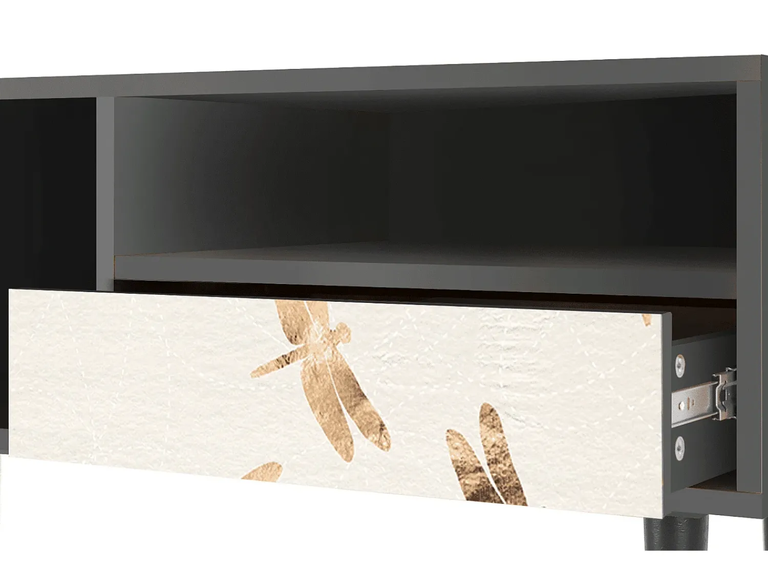 Móvel De Tv* Mueble de TV - 115х59х48 cm - T3 - Nude Dragonflies, Antracite Cinza antracite