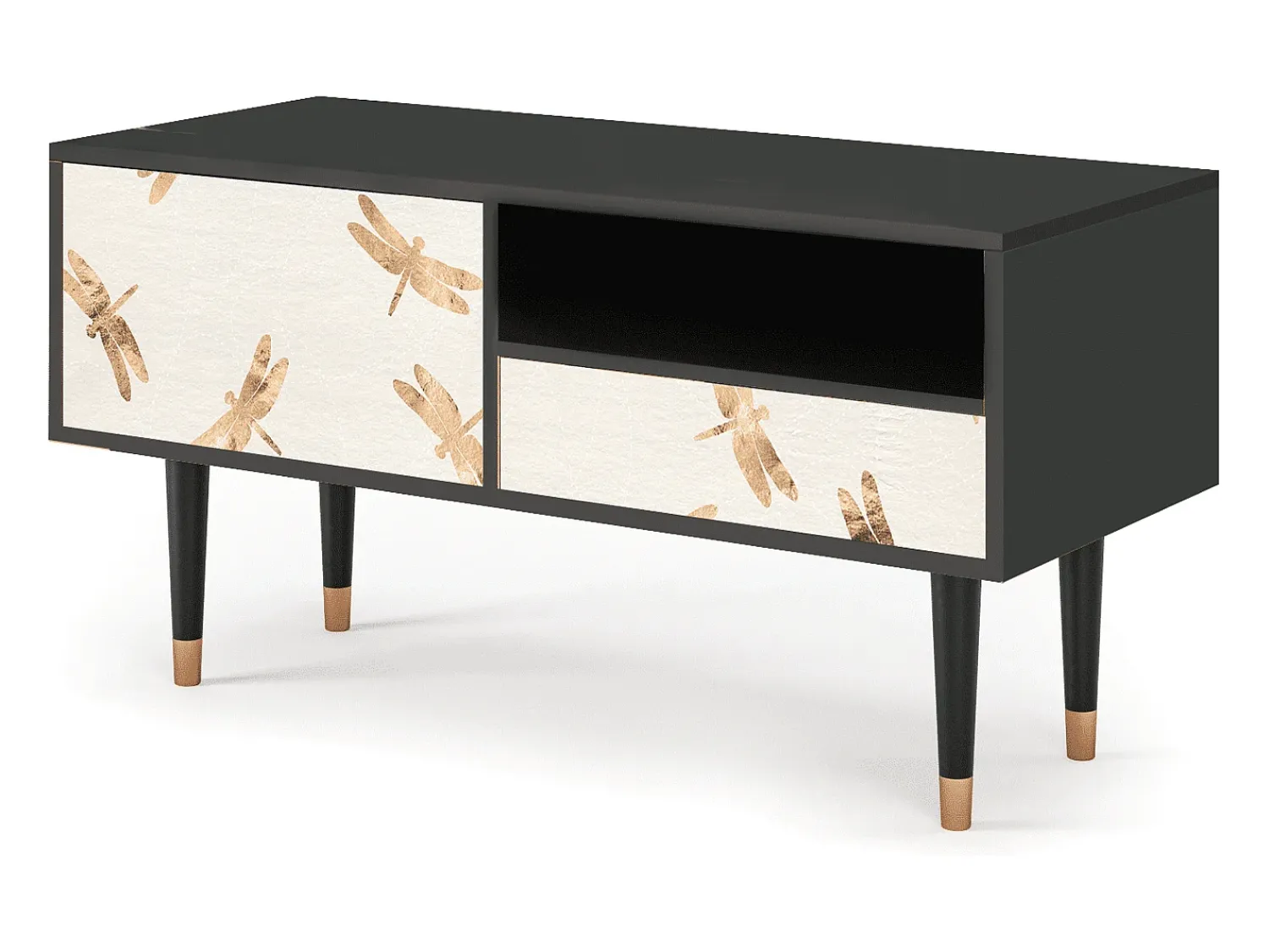 Móvel De Tv* Mueble de TV - 115х59х48 cm - T3 - Nude Dragonflies, Antracite Cinza antracite