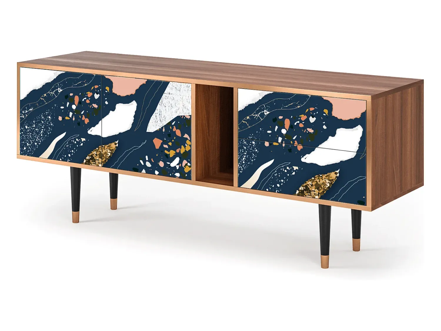 Best Mueble de TV - 170х69х48 cm - T1 - Nude Iceberg, Nogueira Castanho