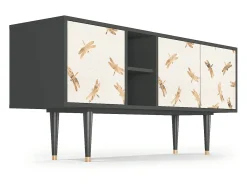 Móvel De Tv* Mueble de TV - 150х69х41 cm - T5 - Nude Dragonflies, Antracite Cinza antracite