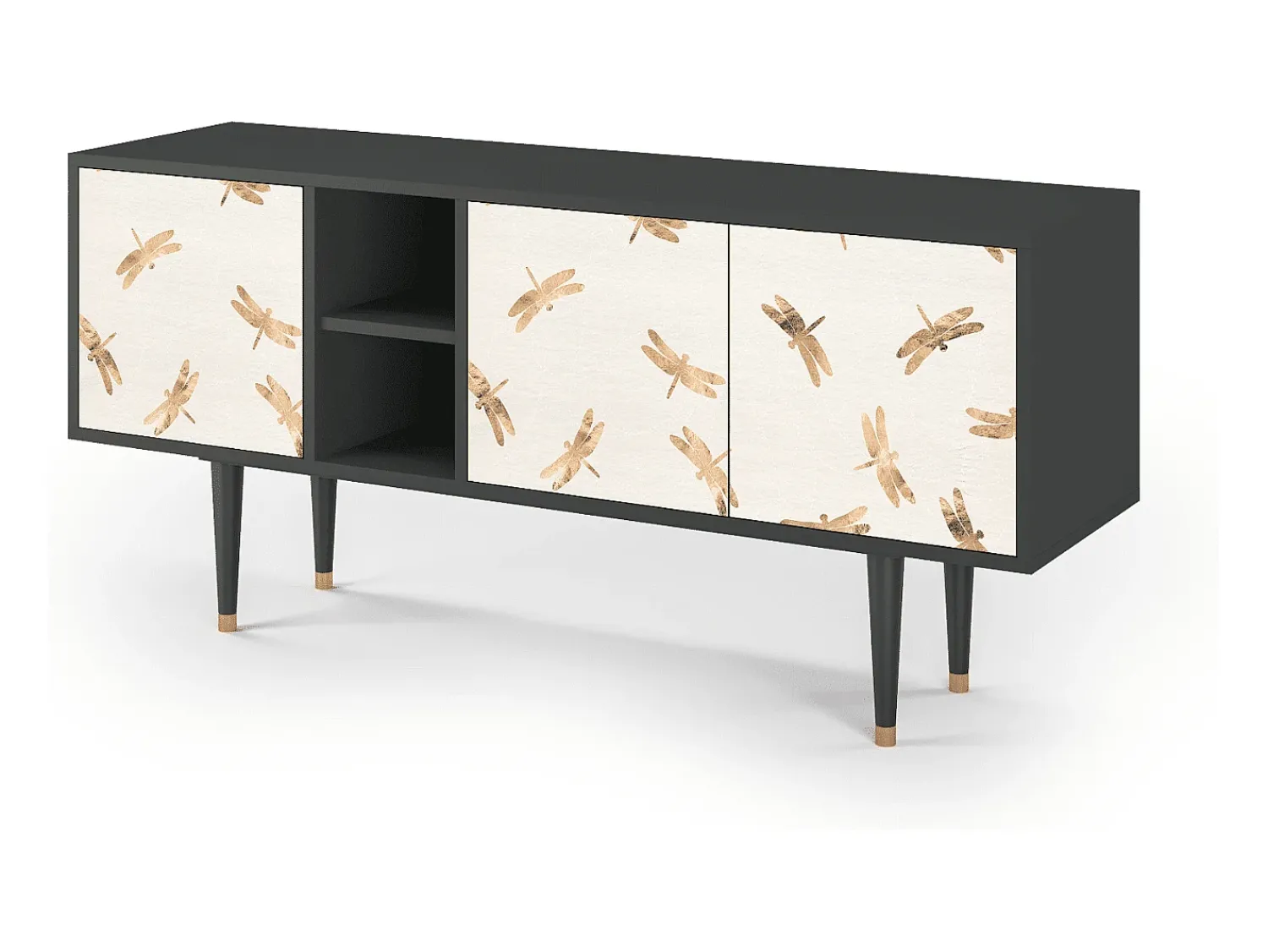 Móvel De Tv* Mueble de TV - 150х69х41 cm - T5 - Nude Dragonflies, Antracite Cinza antracite