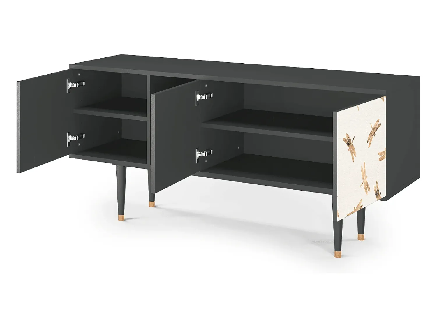 Móvel De Tv* Mueble de TV - 150х69х41 cm - T5 - Nude Dragonflies, Antracite Cinza antracite