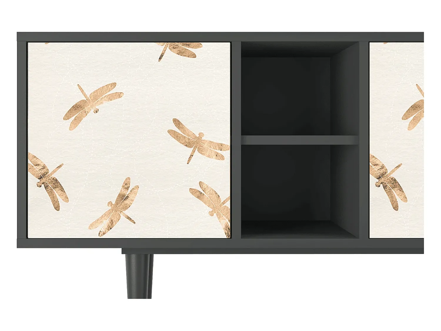 Móvel De Tv* Mueble de TV - 150х69х41 cm - T5 - Nude Dragonflies, Antracite Cinza antracite