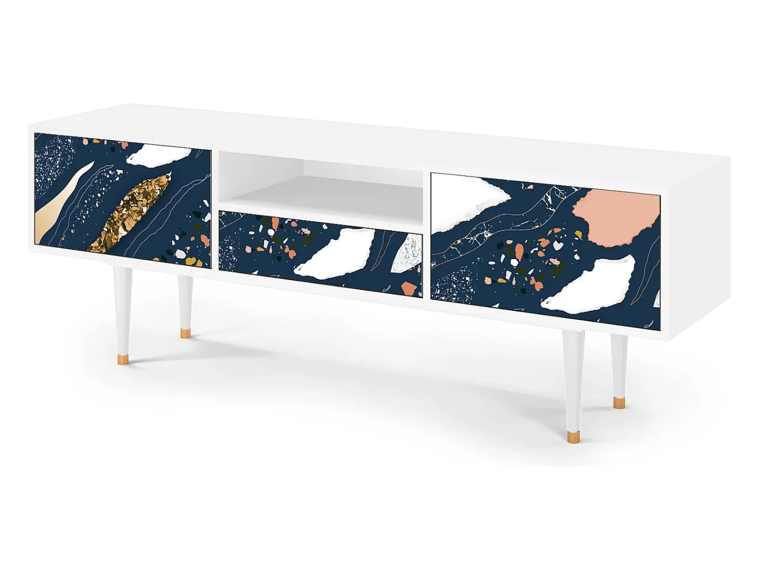 Móvel De Tv| Mueble de TV - 170х59х41 cm - T6 - Nude Iceberg, Branco Bege