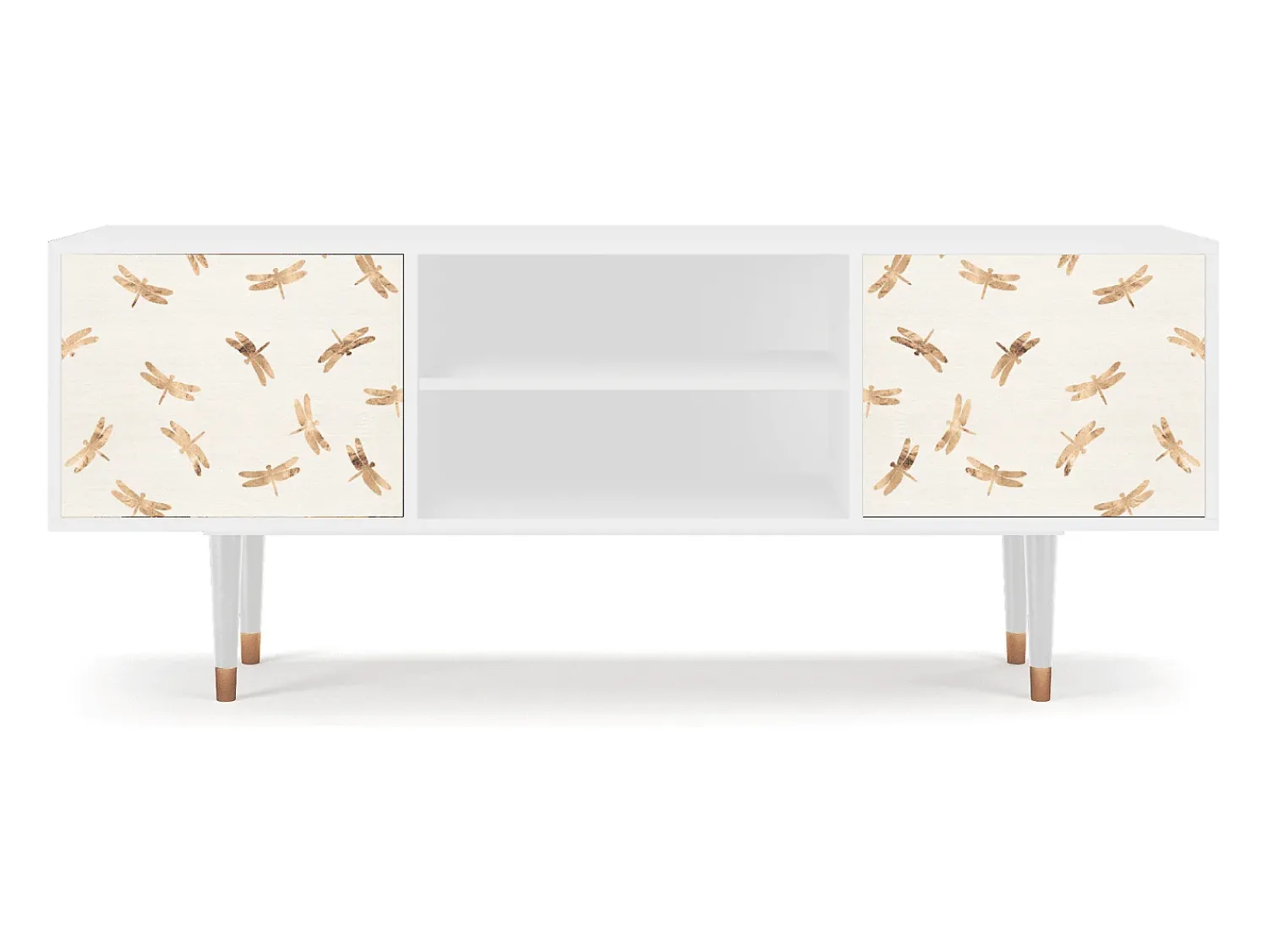 Móvel De Tv| Mueble de TV - 170х69х48 cm - T2 - Nude Dragonflies, Branco Bege
