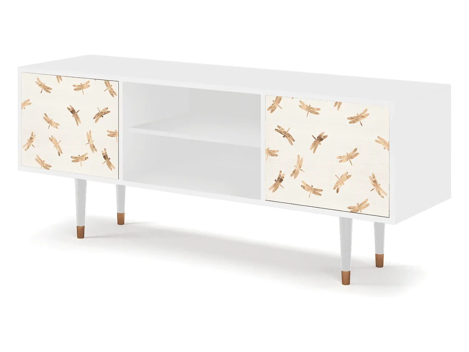 Móvel De Tv| Mueble de TV - 170х69х48 cm - T2 - Nude Dragonflies, Branco Bege