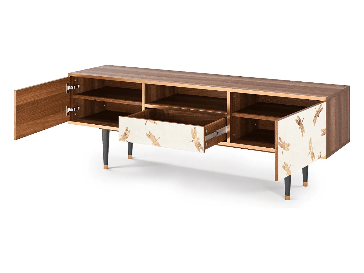 Mueble de TV - 170х59х41 cm - T6 - Nude Dragonflies, Nogueira^ Móvel De Tv