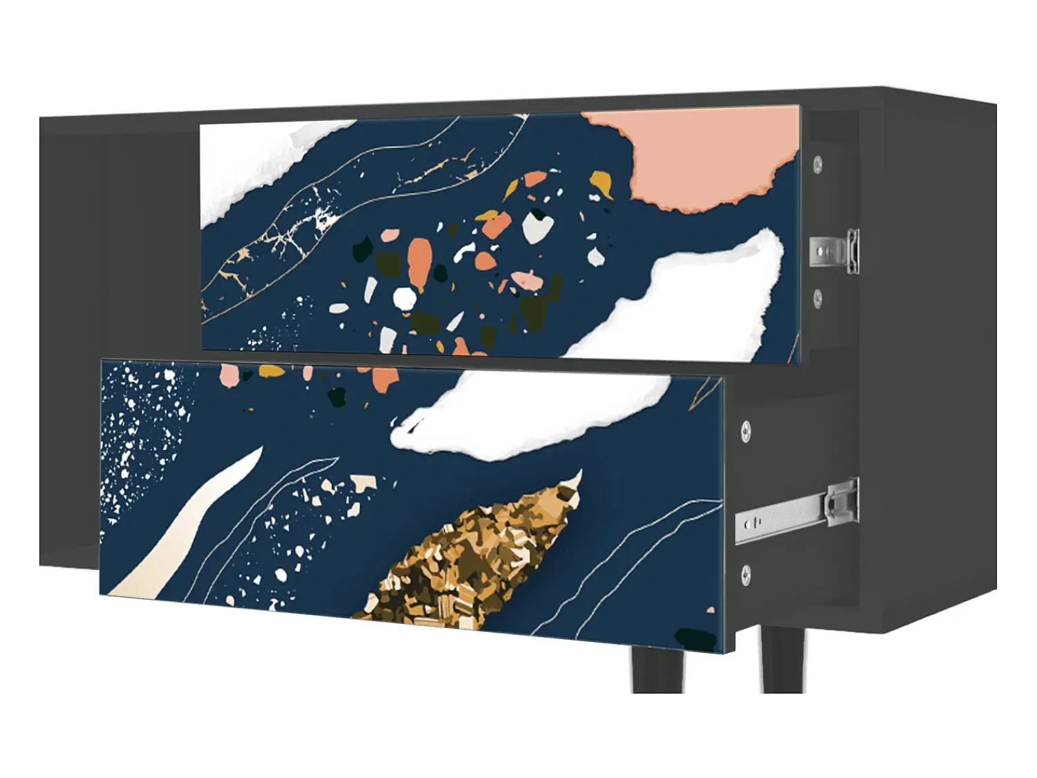 Móvel De Tv* Mueble de TV - 170х69х48 cm - T1 - Nude Iceberg, Antracite Cinza antracite
