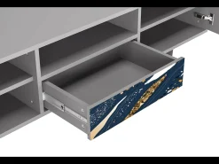 New Mueble de TV - 170х59х41 cm - T6 - Nude Iceberg, Cinza Cinzento