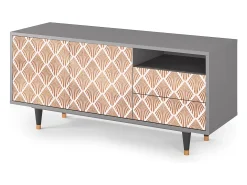 Móvel De Tv* Mueble de TV - 125х56х41 cm - T7 - Pastel Sunrise, Cinza Cinzento