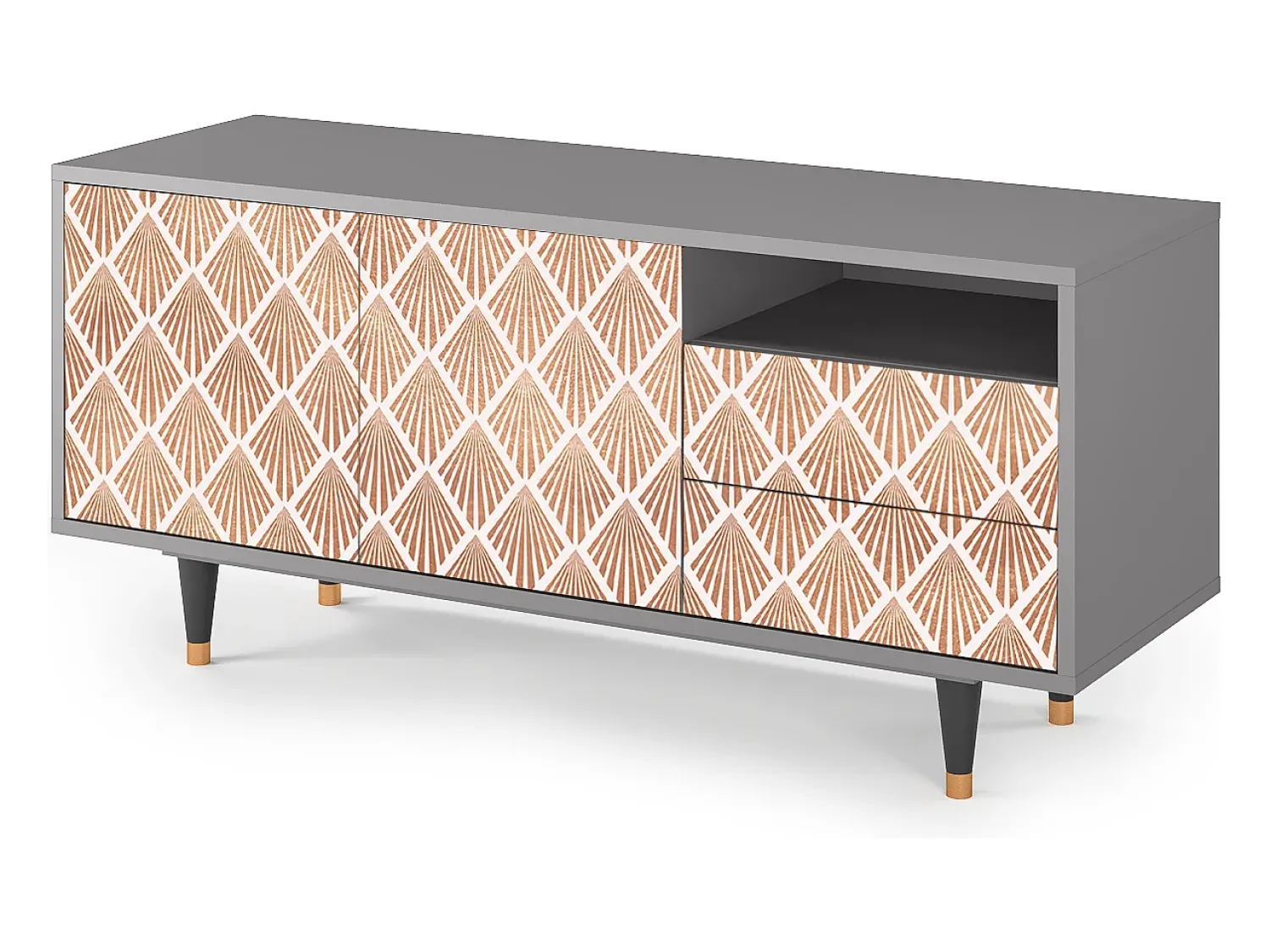 Móvel De Tv* Mueble de TV - 125х56х41 cm - T7 - Pastel Sunrise, Cinza Cinzento
