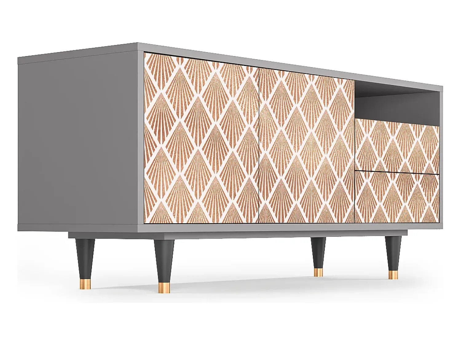 Móvel De Tv* Mueble de TV - 125х56х41 cm - T7 - Pastel Sunrise, Cinza Cinzento