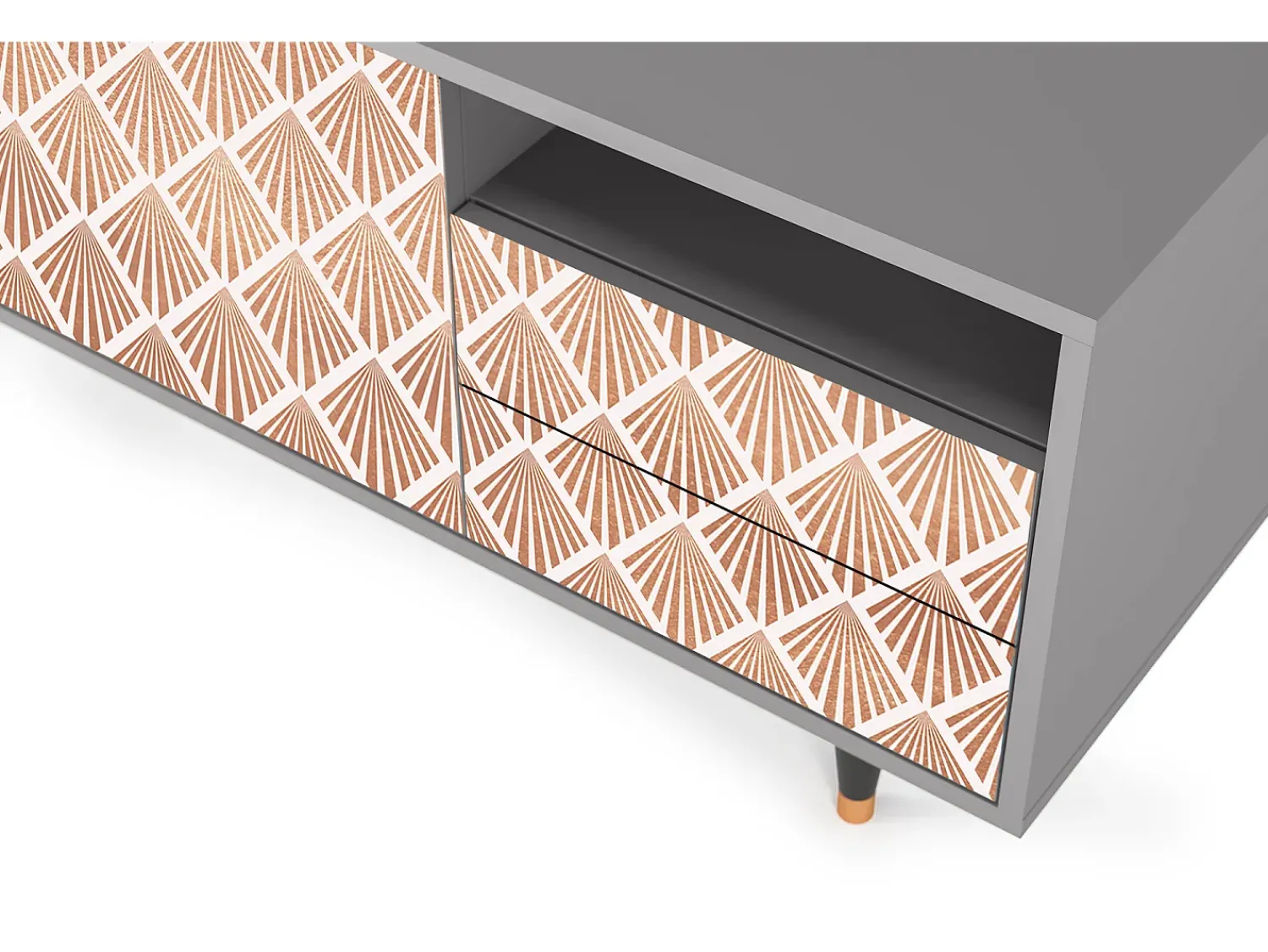 Móvel De Tv* Mueble de TV - 125х56х41 cm - T7 - Pastel Sunrise, Cinza Cinzento