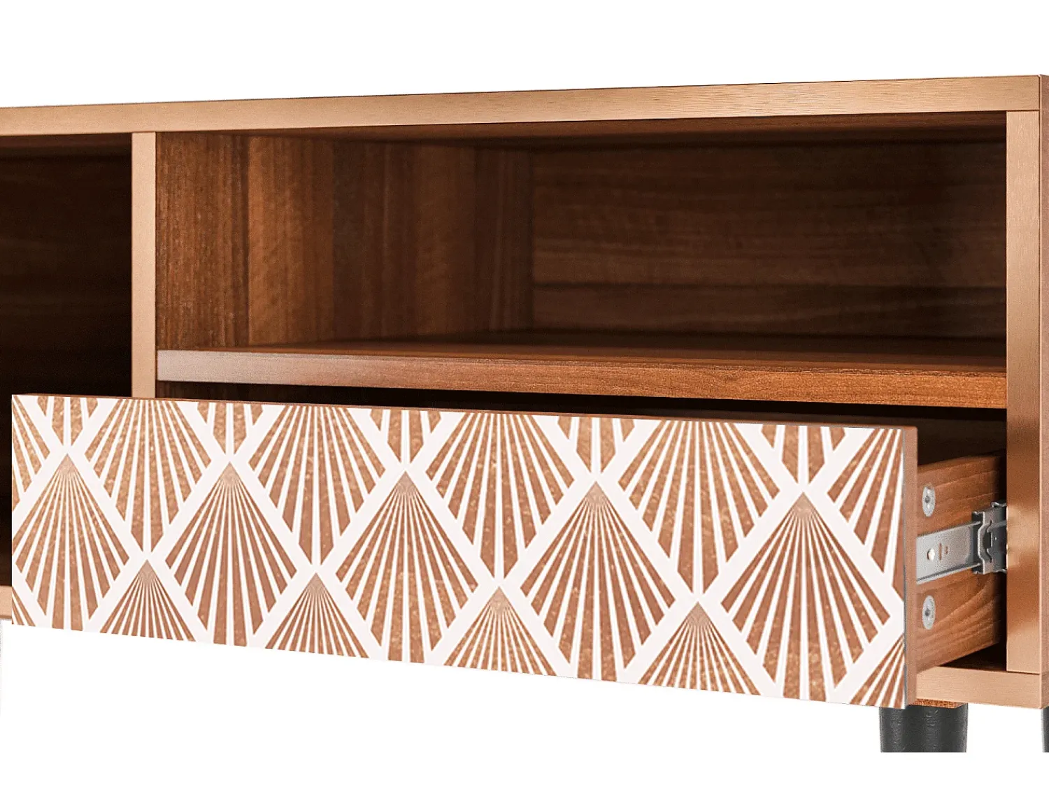 Móvel De Tv| Mueble de TV - 115х59х48 cm - T3 - Pastel Sunrise, Nogueira Castanho
