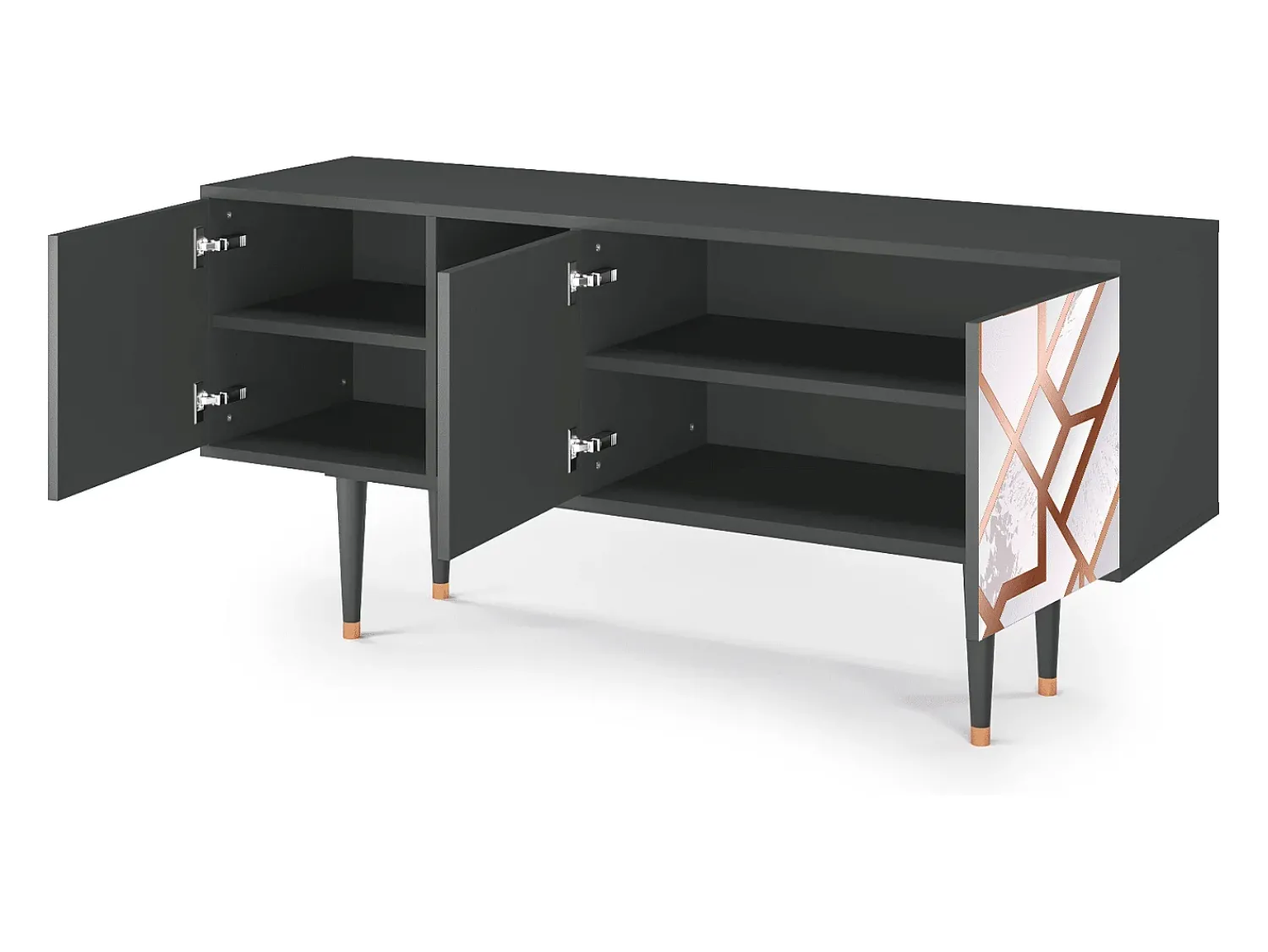 Móvel De Tv| Mueble de TV - 150х69х41 cm - T5 - Pastel Fairytale, Antracite Cinza antracite