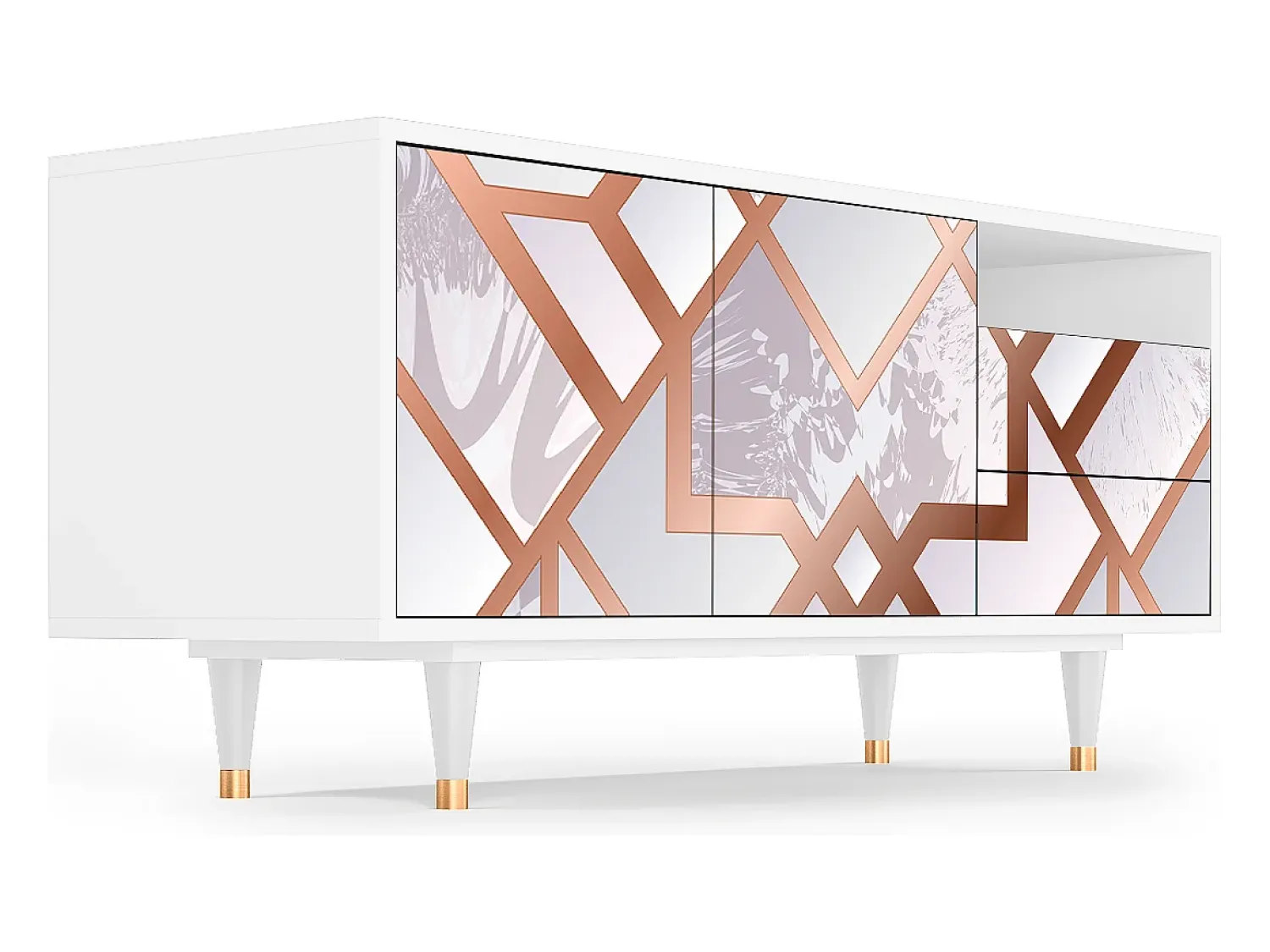 New Mueble de TV - 125х56х41 cm - T7 - Pastel Fairytale, Branco Bege