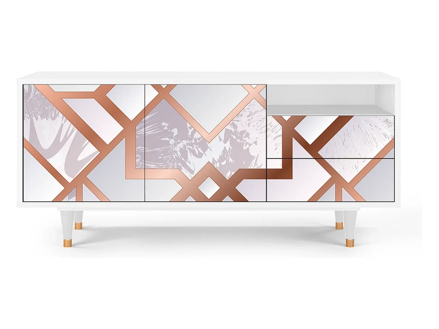 New Mueble de TV - 125х56х41 cm - T7 - Pastel Fairytale, Branco Bege