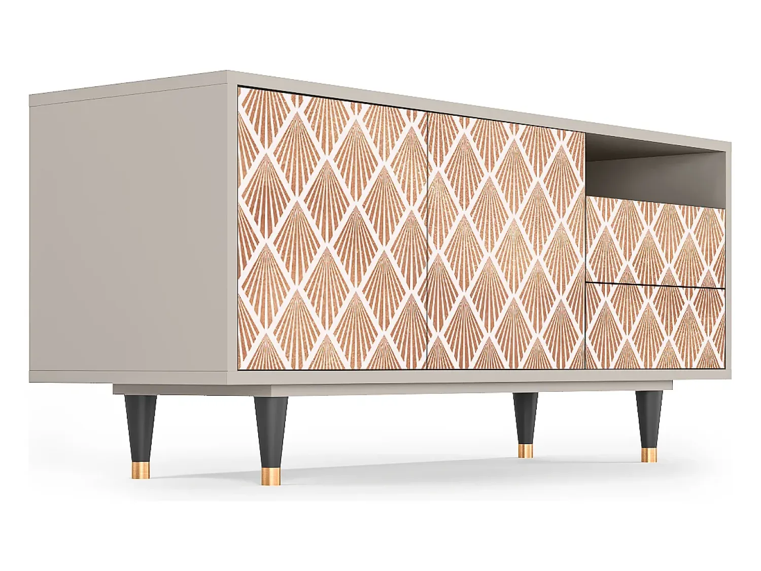 Móvel De Tv| Mueble de TV - 125х56х41 cm - T7 - Pastel Sunrise, Areia Bege